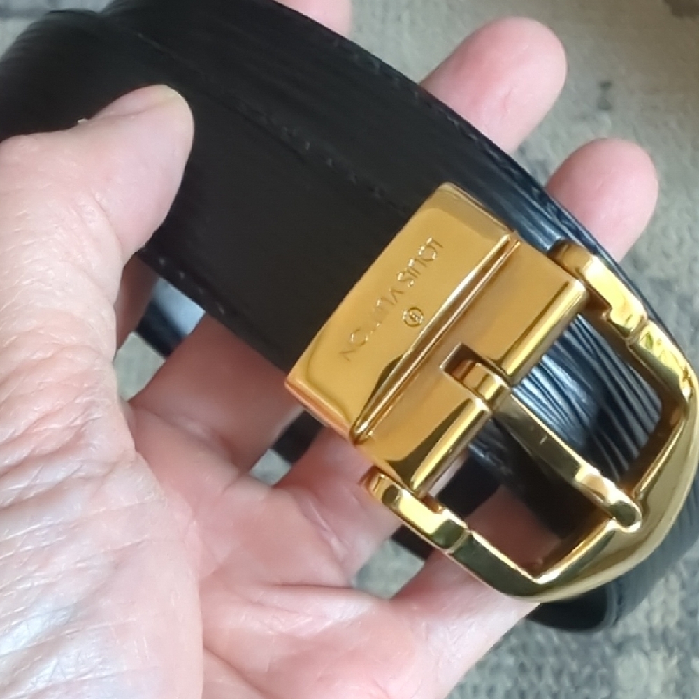 Luxury Black Leather Belt with Gold Buckle